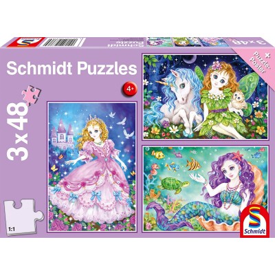 Schmidt Spiele Prinzessin, Fee & Meerjungfrau (3x48 Teile) 48 Teile Puzzle Schmidt-Spiele-56376