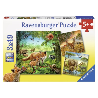 Ravensburger 3 Puzzles - Tiere der Erde 49 Teile Puzzle Ravensburger-09330