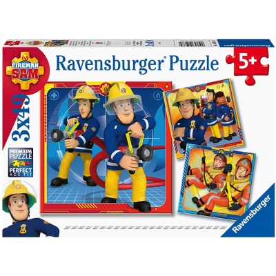 Image of Ravensburger 05077 - Feuerwehrmann Sam, Unser Held Sam, Puzzle, 3x49 Teile