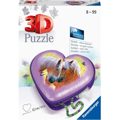 Image of 3D-Puzzle Herzschatulle Pferde, 54 Teile