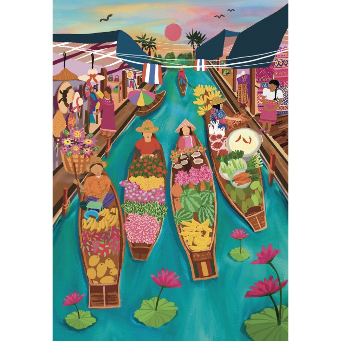 Puzzle  Pieces-Peace-F-00136 Schwimmender Markt Thailand