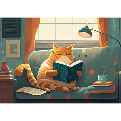 Puzzle Yazz-3827 Cat & Books